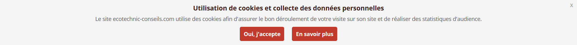 capture du bandeau d'alerte sur les cookies